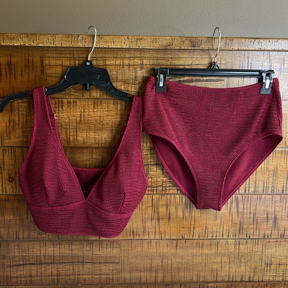 Other - High Waisted Solid Wine Red Bikini Size Medium